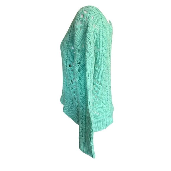 Free People Green Fluff Pullover Sweater Small Oversized Knit Boho Festival - Picture 2 of 9